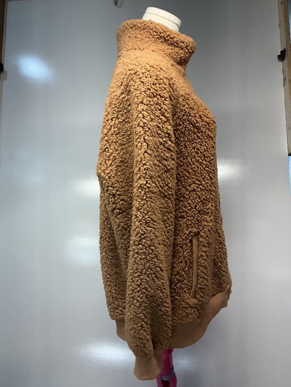 TECREW XL Camel Brown Sherpa Teddy Fleece Snap Front Cozy Winter Jacket - Picture 2 of 12
